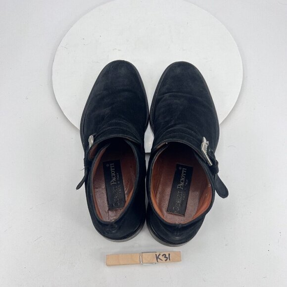 Cesare Paciotti Men Size 6.5 Black Suede Silver Buckle Ankle Casual Shoes - Picture 12 of 16